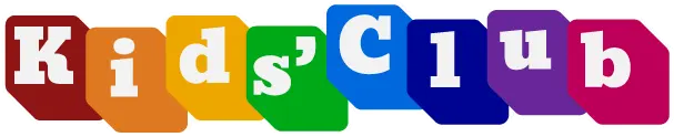 Colorful horizontal logo for Kids' Club Spanish School, Spanish learning for kids
